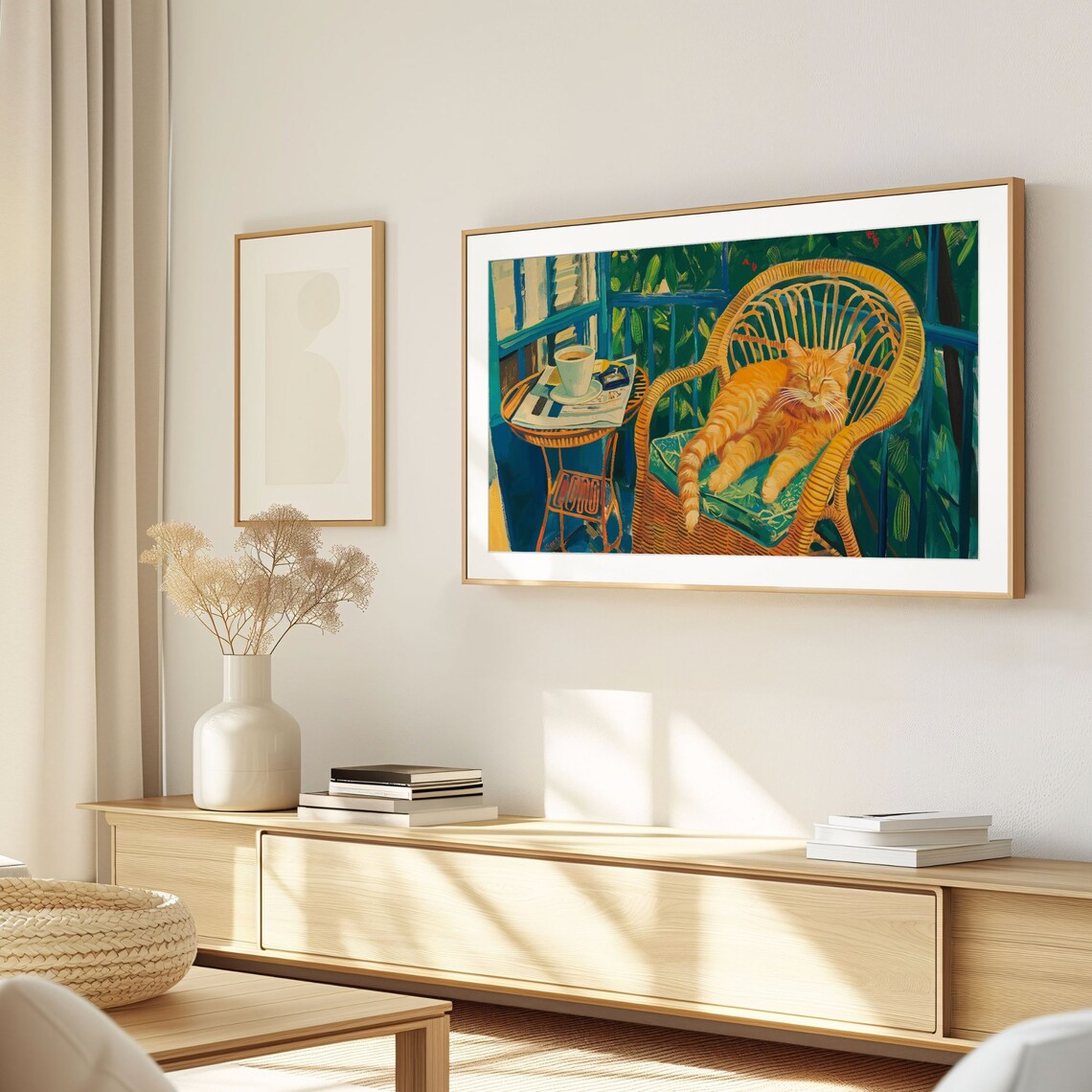 Sleeping Orange Cat Sasmung Frame Tv Art Home Tv Room Decor Cozy Spring Art Cute Frame Tv Art - Image 2
