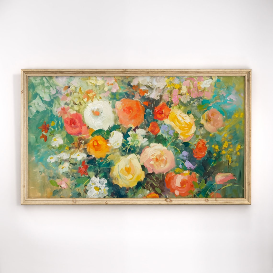Colorful Rose Bouquet Red Pink Yellow White Impressionist Poster