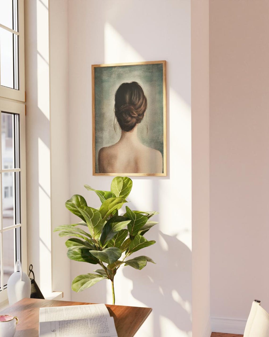 Her Oil Painting Print Elegant Woman Figure Art Her Portrait Giclee Poster Back Of Woman Artwork Feminine Wall Decor - Image 2