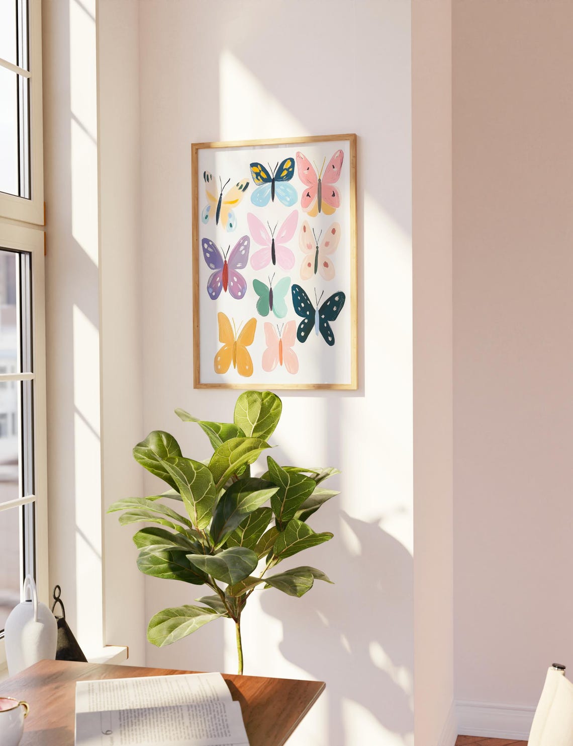 Nine Colorful Butterflies Pastel Insect Specimen Chart Poster - Image 3