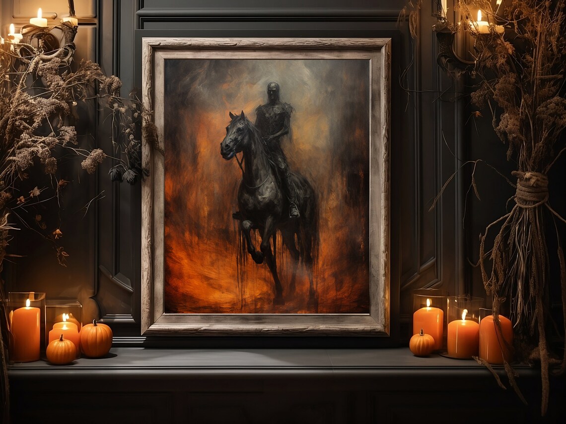 Horseman Print, Trendy Halloween Fall Art
