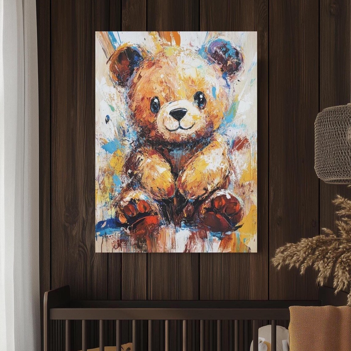 Adorable Colorful Abstract Teddy Bear Nursery Baby Room Poster