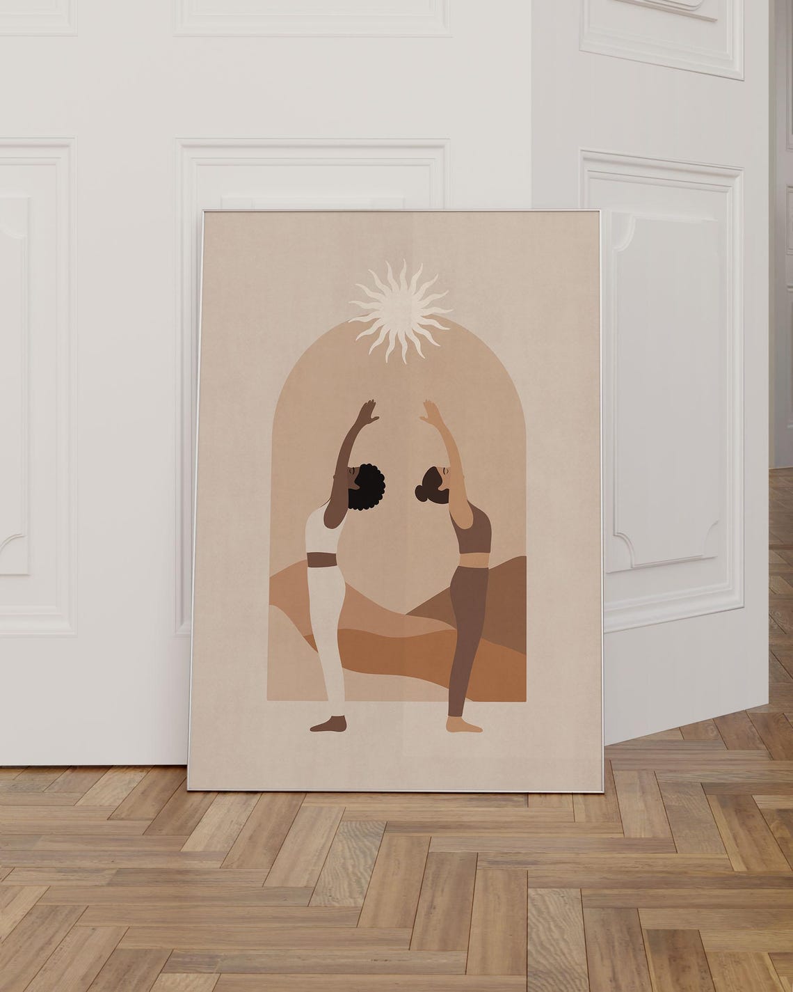 Boho Yoga Poster Poses Print Room Decor Abstract Woman Art Studio Wall