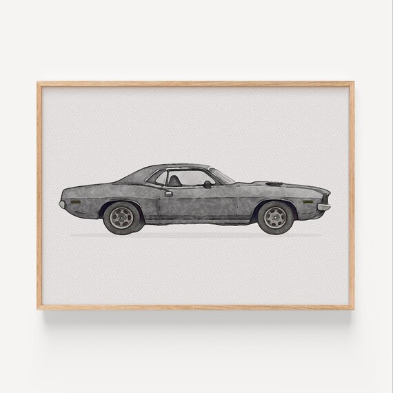 Plymouth Barracuda Muscle Car Poster Vintage Wall Art For Boys Room Garage Nursery Or Man Cave Decoration