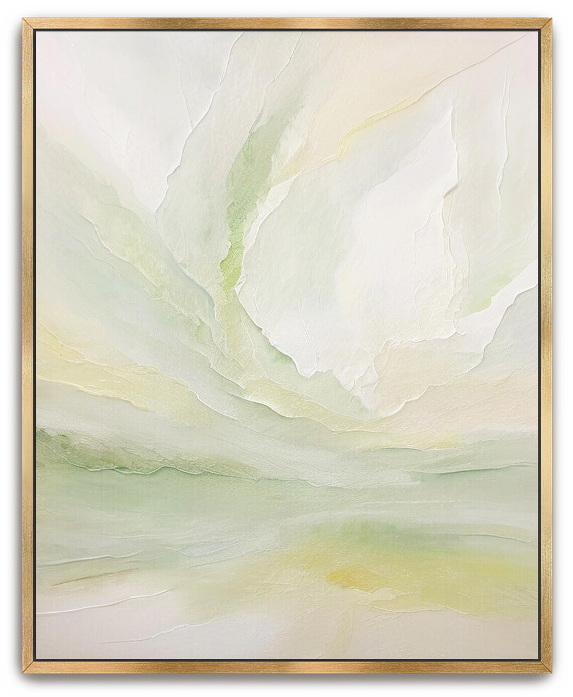 Olive Green Pastel Neutral Abstract Landscape Textured Art Poster - Image 3