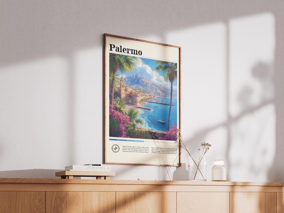 Palermo City Italy Travel Print Italy Travel Print Travel Wall Art City Map Print Travel Poster Travel Art Gift Travel Home Decor - Image 3