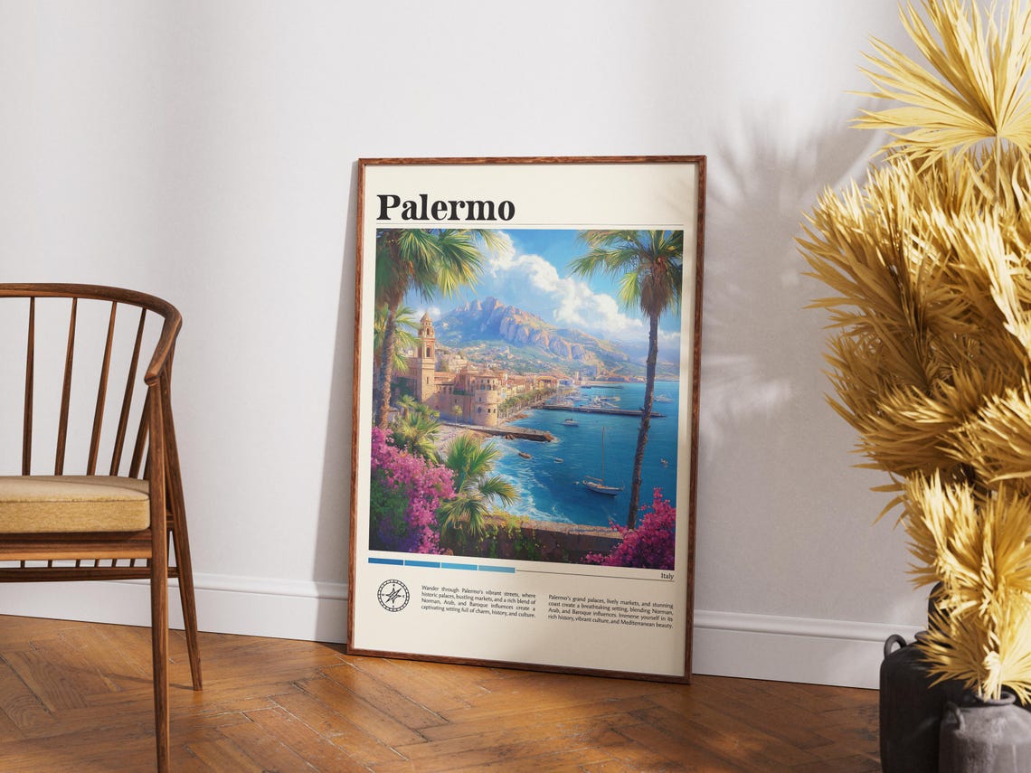 Palermo City Italy Travel Print Italy Travel Print Travel Wall Art City Map Print Travel Poster Travel Art Gift Travel Home Decor - Image 4