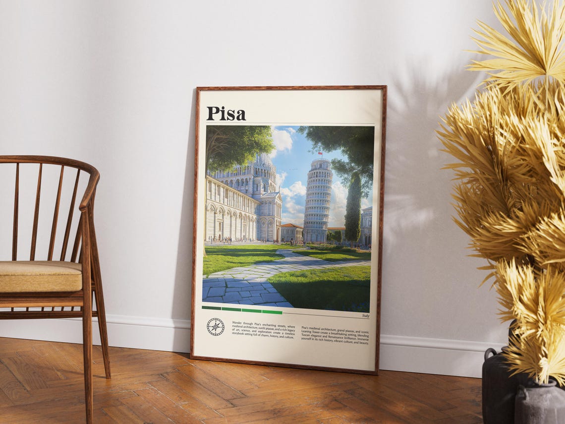 Pisa Leaning Tower Italy Travel Print Italy Travel Print Travel Wall Art City Map Print Travel Poster Travel Art Gift Travel Home Deco - Image 4