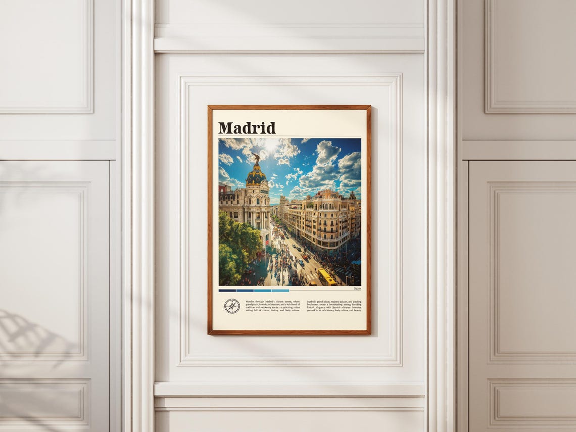 Madrid City Spain Travel Print Spain Travel Poster Travel Wall Art City Map Print Travel Poster Travel Art Gift Travel Home Decor - Image 2