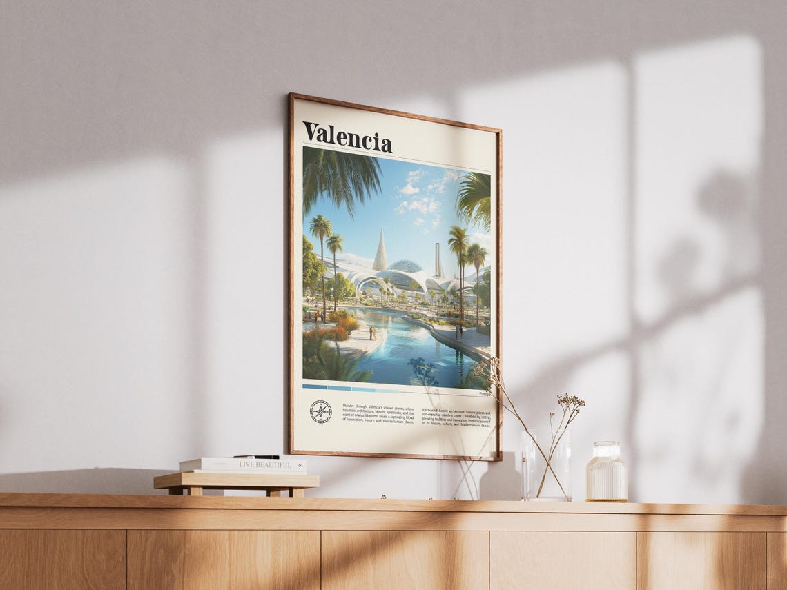 Valencia City Spain Travel Print Spain Travel Poster Travel Wall Art City Map Print Travel Poster Travel Art Gift Travel Home Decor - Image 3