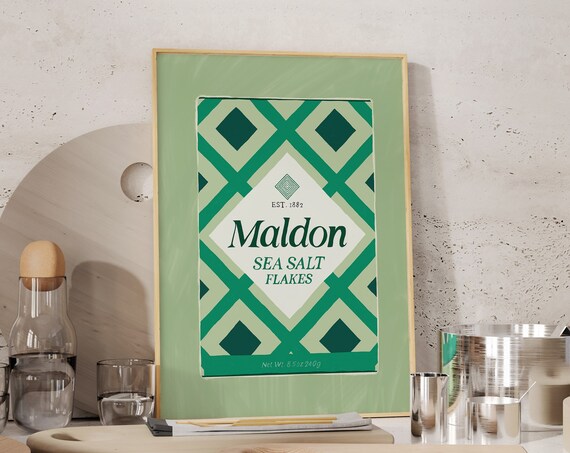Maldon Salt Print Aesthetic Kitchen Decor Food Print Trendy Retro Print Modern Kitchen Wall Art Condiment Print Cute Kitchen Poster