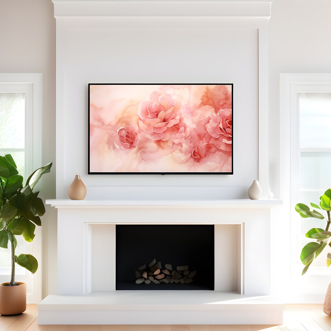 Blush Pink Roses Watercolor Soft Romantic Floral Bouquet Art Print - Image 4