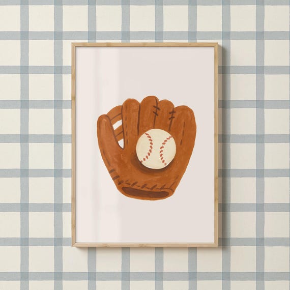 Baseball Glove Print Theme Kids Room Playroom Prints Sport Boys Pack Ball Game