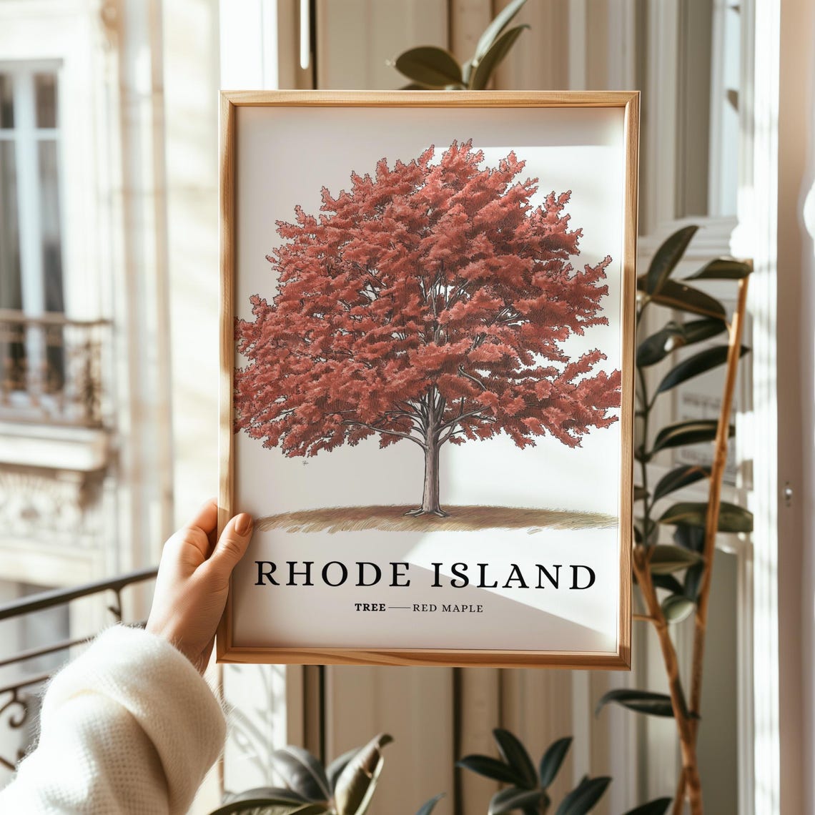 Rhode Island State Tree Print Red Maple Tree Northern Wall Art State Symbol Art Minimalist Home Decor Botanical Art - Image 2