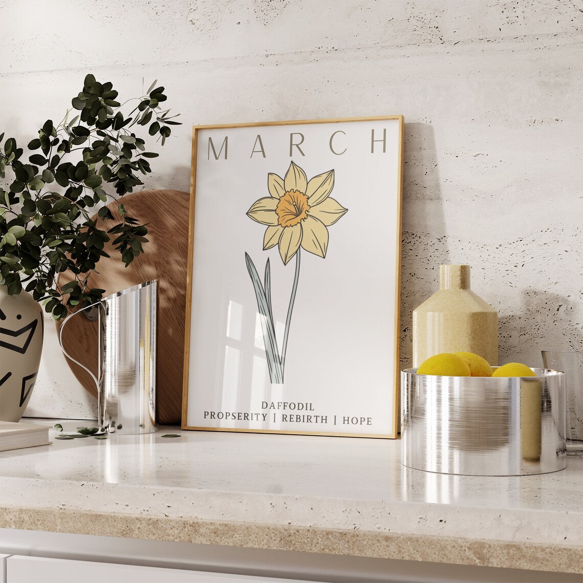 March Birth Flower Daffodil Hope Rebirth Botanical Art Poster - Image 3