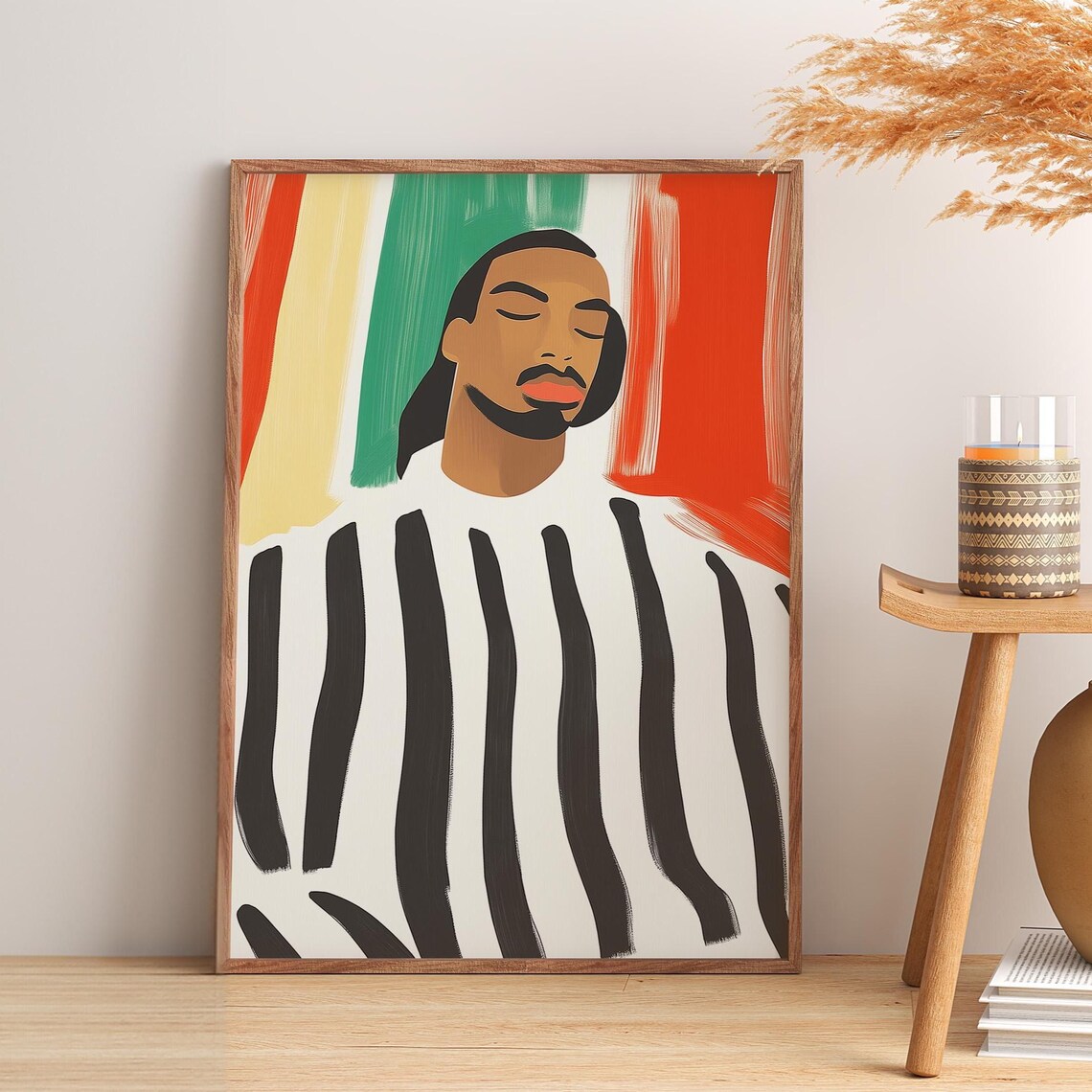 Minimalist Abstract Black Man Stripe Art Print