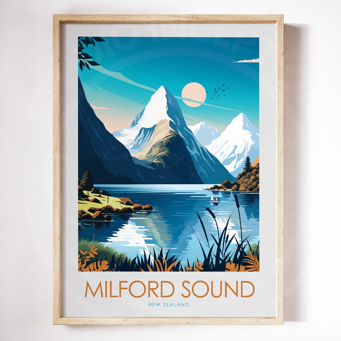 Milford Sound New Zealand Travel Poster, Wall Art - Image 3