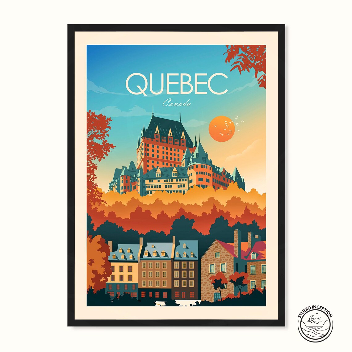 Quebec Canada Travel Poster, Chateau Frontenac