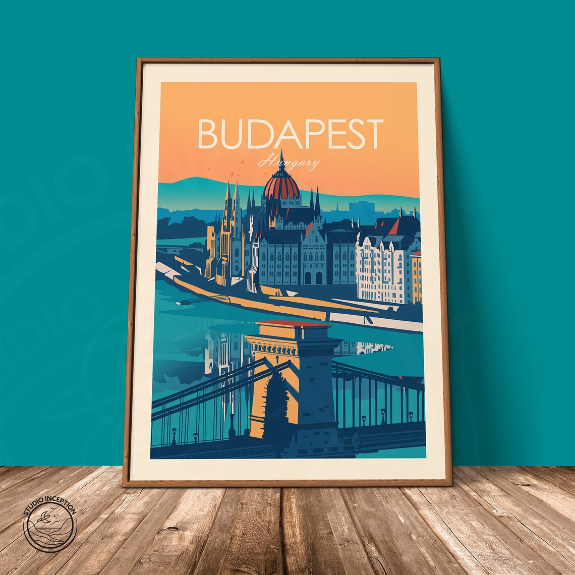Budapest Hungary Travel Poster, Living Room Art - Image 2
