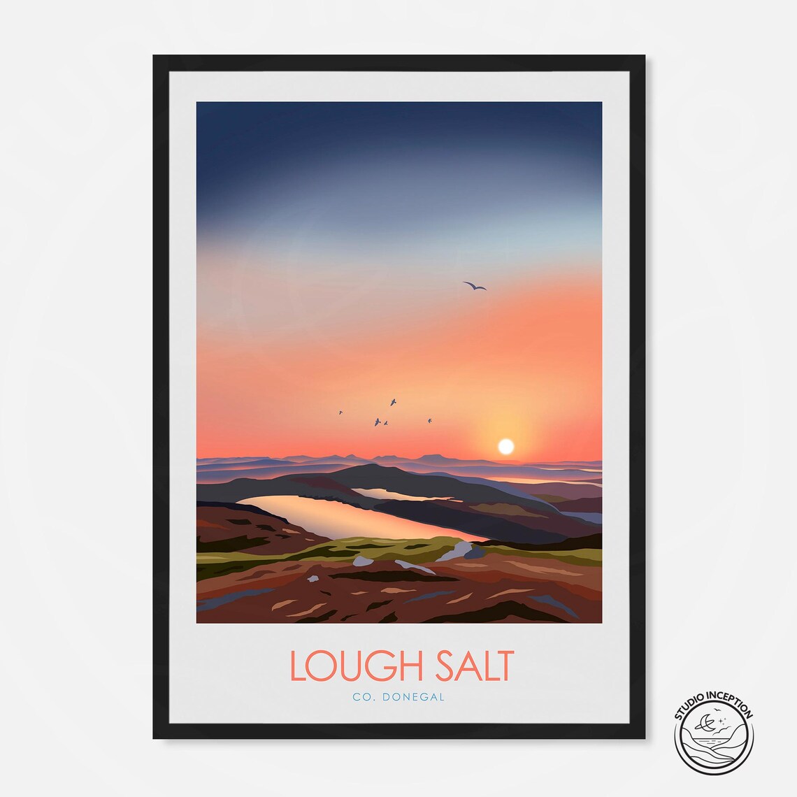 Lough Salt Co Donegal Travel Poster, Irish Art