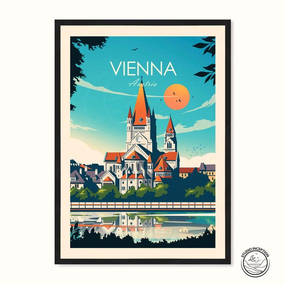 Vienna Austria Travel Poster, Living Room Wall Art