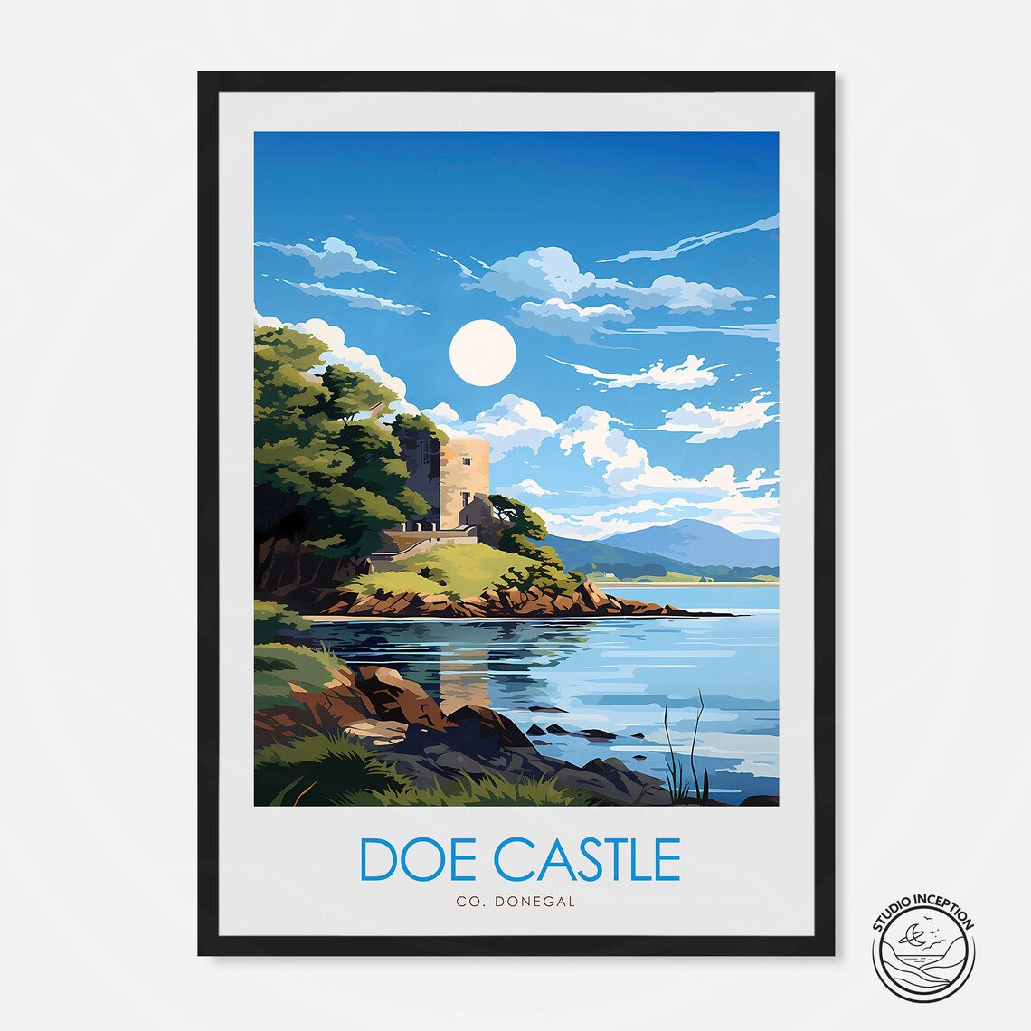 Doe Castle County Donegal Ireland Lakeside Ruin Travel Poster