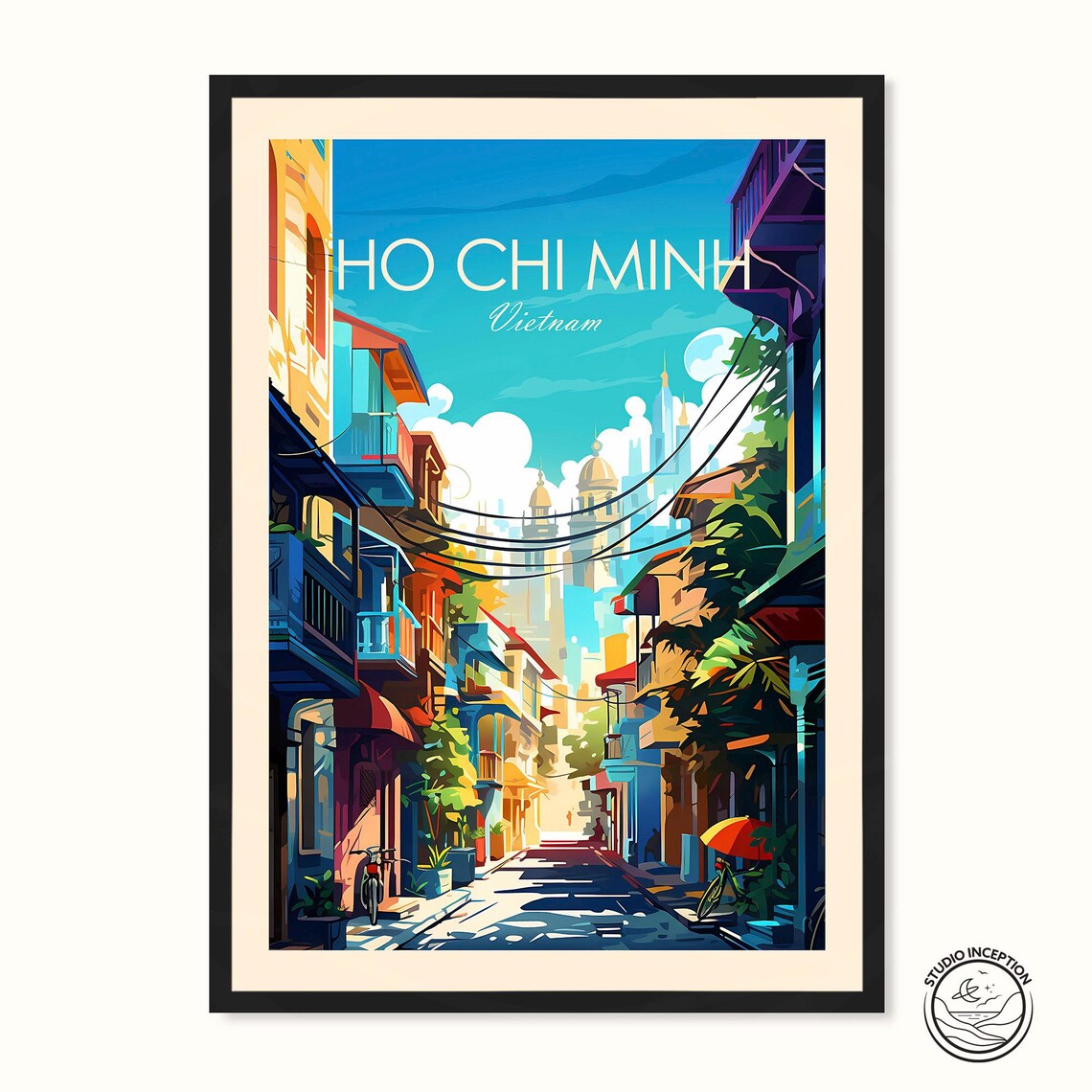 Ho Chi Minh City Vietnam Old Town Street Alley Scene Travel Poster