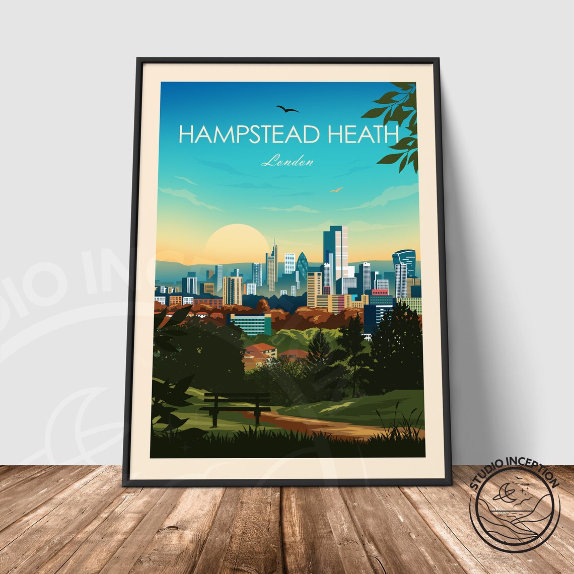 Hampstead Heath London Skyline View Sunset Vintage Travel Poster - Image 3