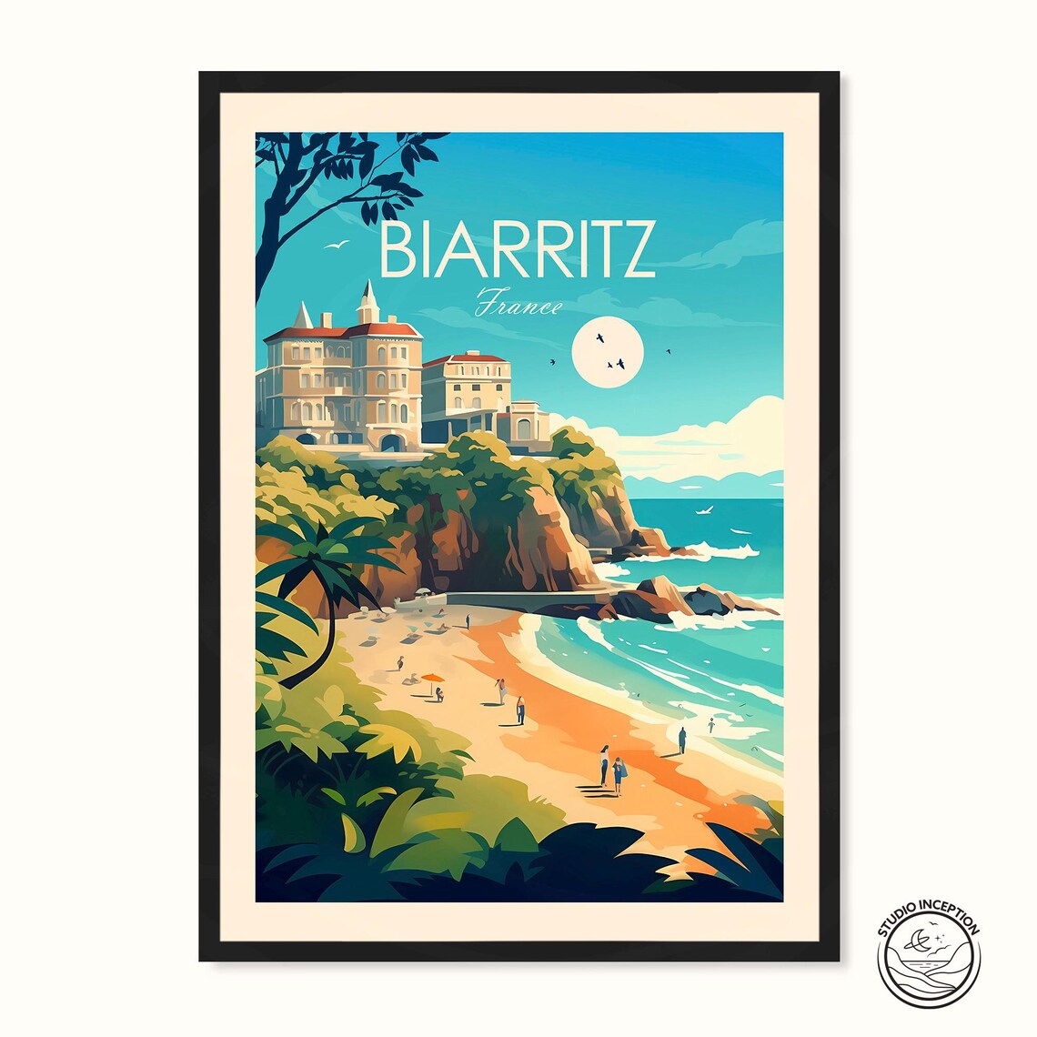 Biarritz Travel Poster, France Home Decor