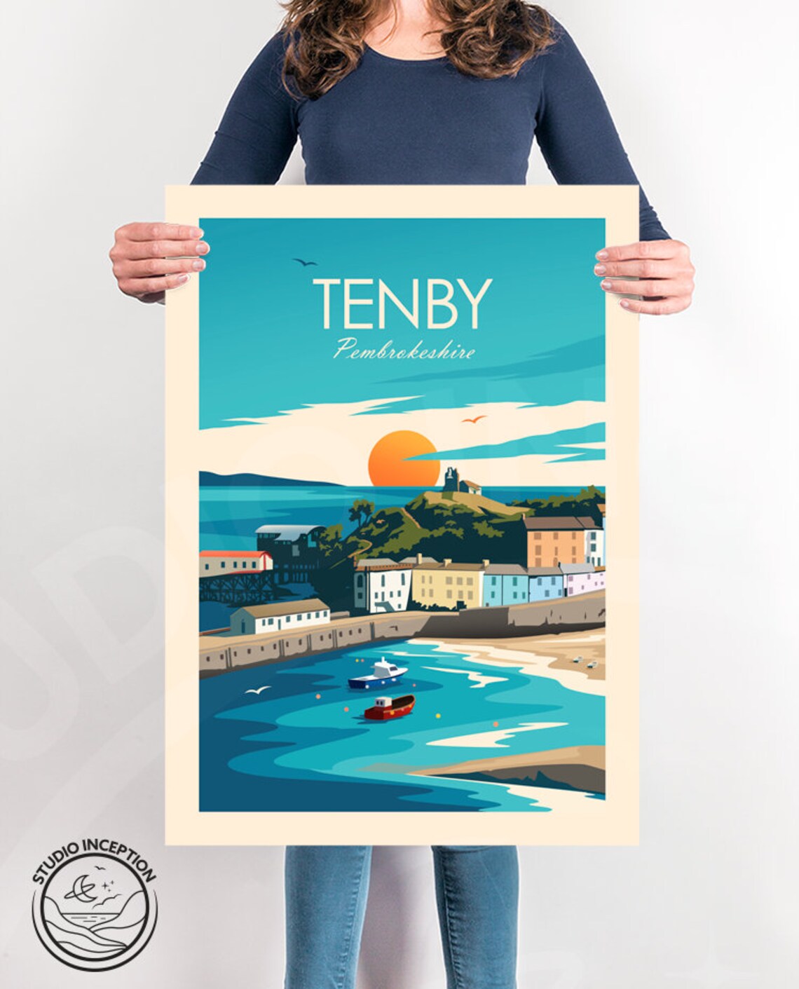 Tenby Harbour Travel Poster, Pembrokeshire Wales - Image 2