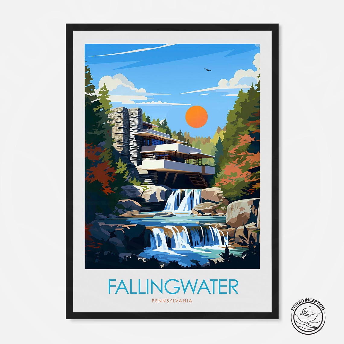 Fallingwater Pennsylvania Frank Lloyd Wright Architecture Poster