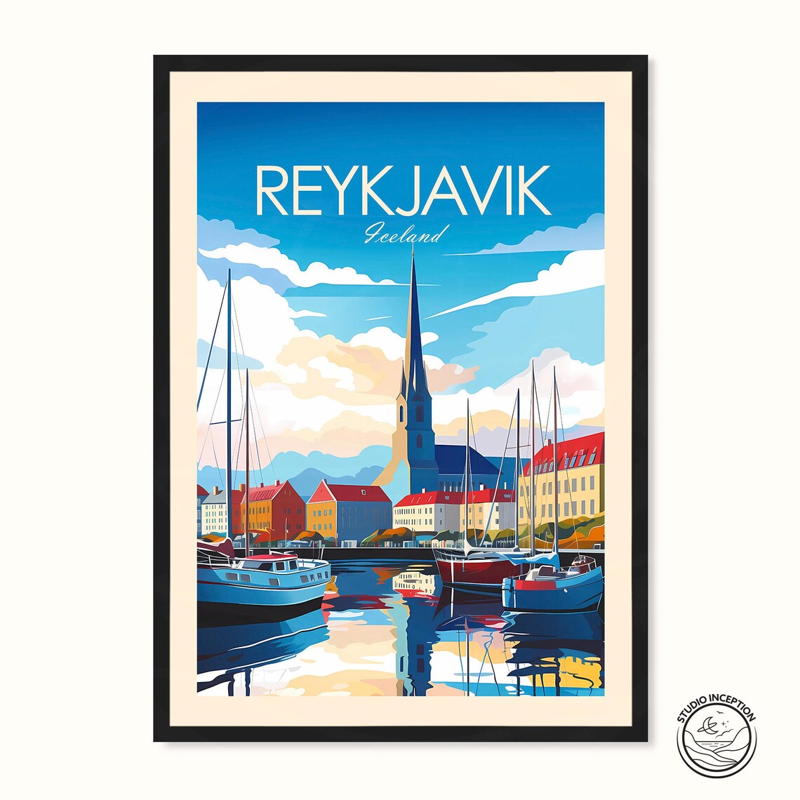 Reykjavik Travel Poster Print, Iceland Travel Poster