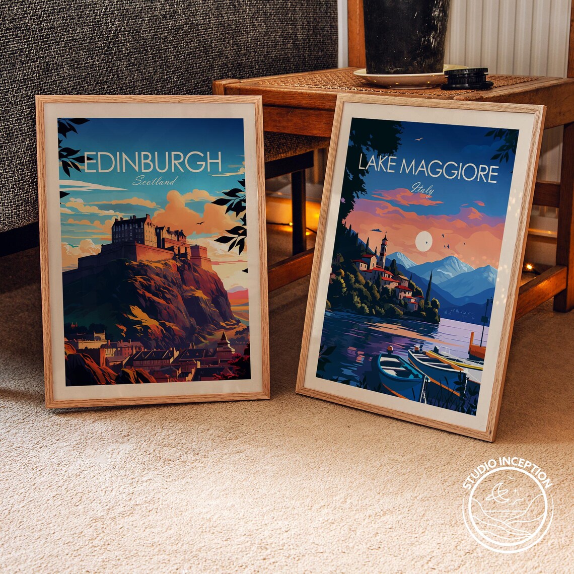 Edinburgh Scotland Castle Rock Skyline Traditional Travel Poster - Image 3