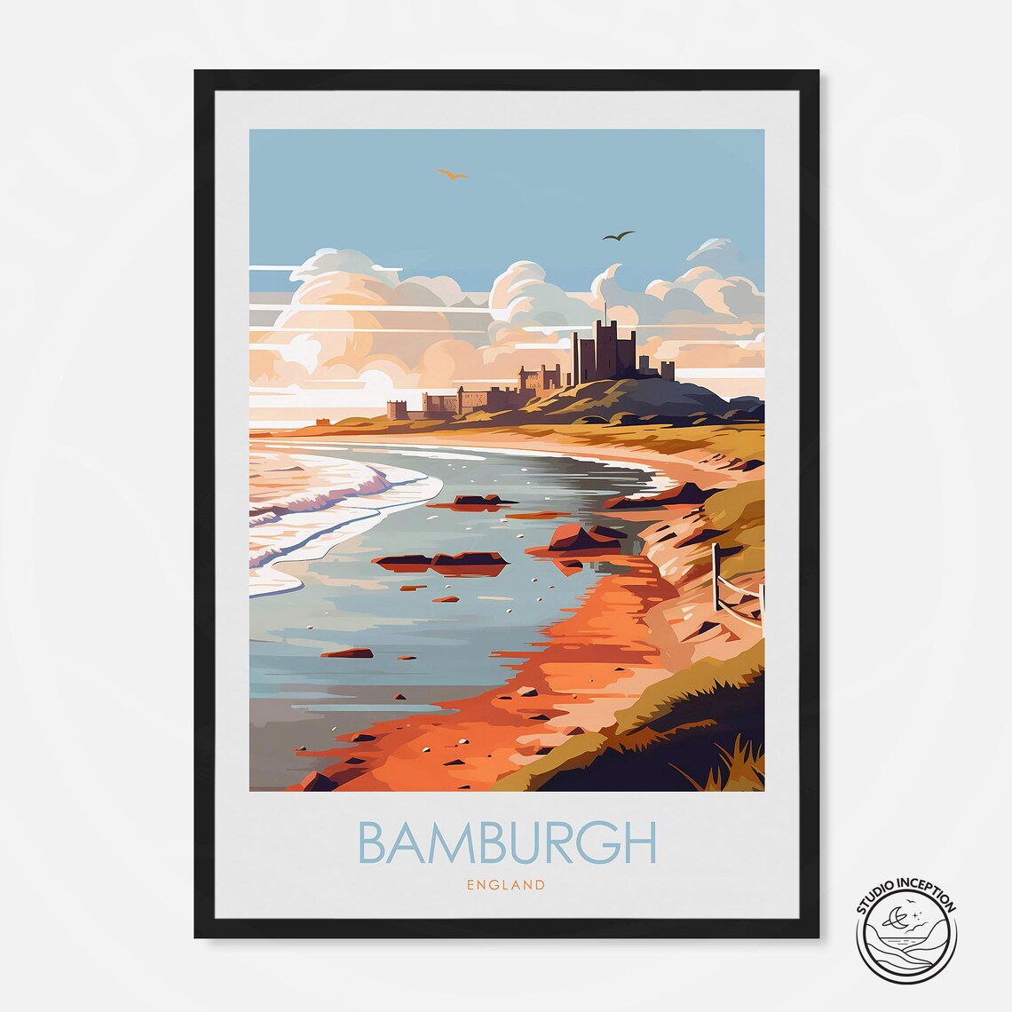 Bamburgh Castle Travel Poster, Northumberland