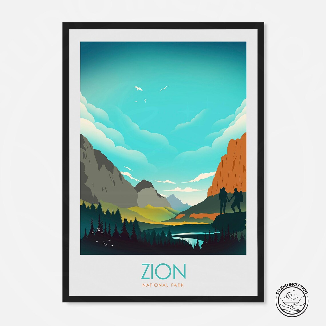 Zion National Park Minimalist Travel Poster Print