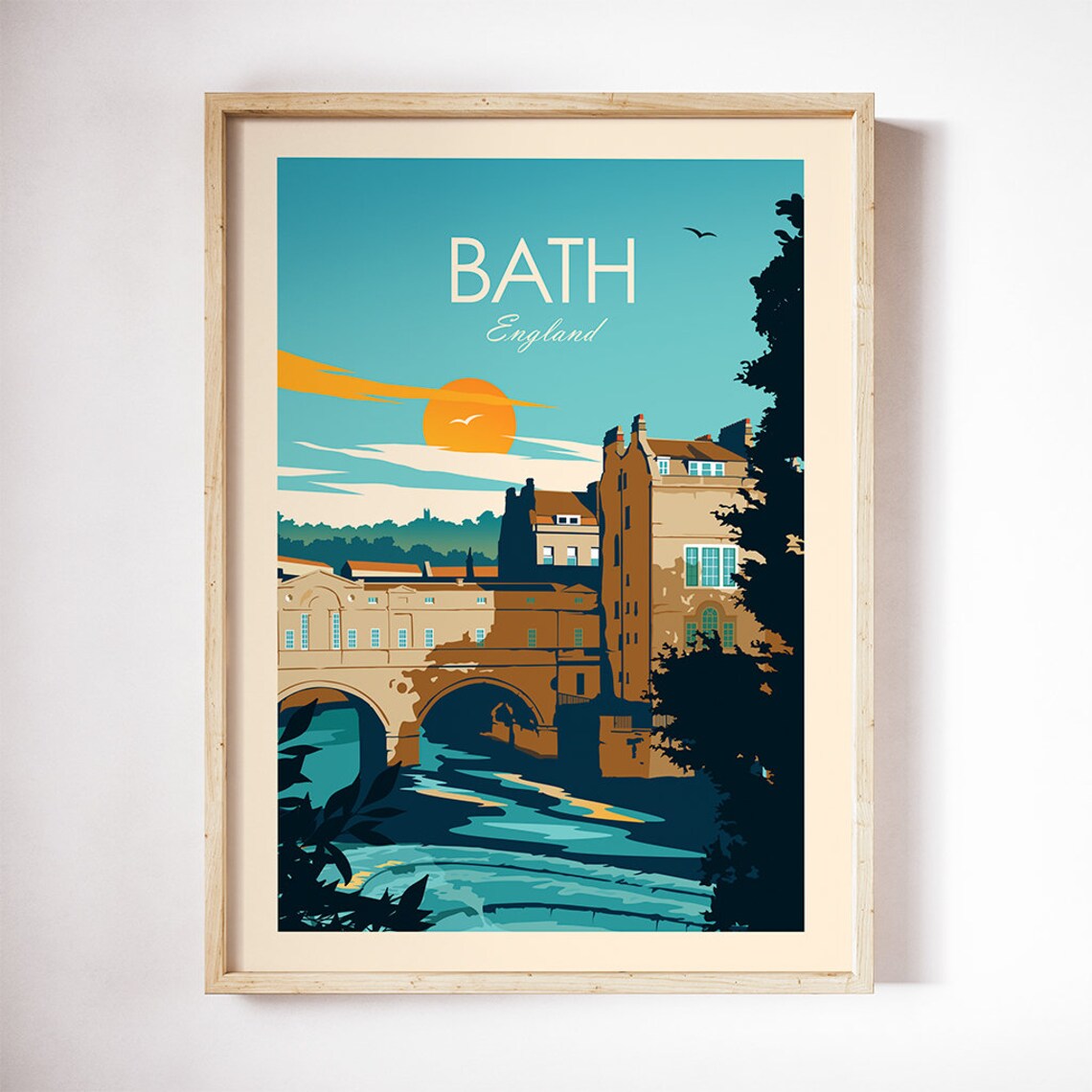 Bath, England Travel Poster, Pulteney Bridge - Image 3