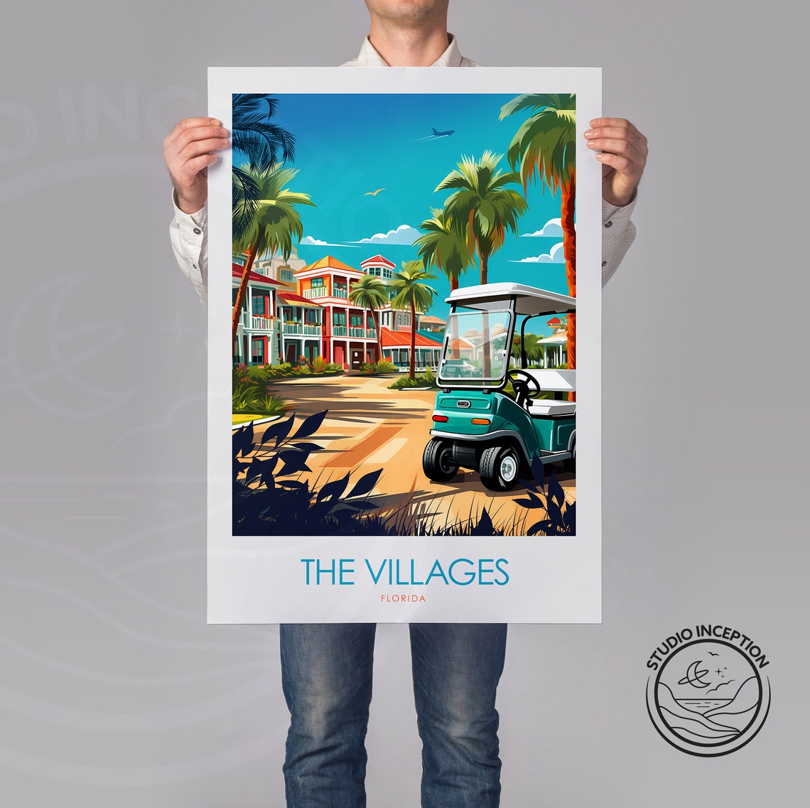 The Villages Minimal Travel Print Florida Poster United States Travel Art Gallery Wall Art Sumter And Marion Counties Lake County Art - Image 2