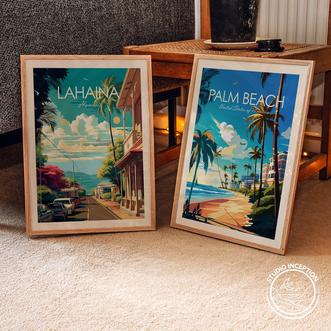 Lahaina Hawaii Historic Main Street Palm Town Maui Travel Poster - Image 3