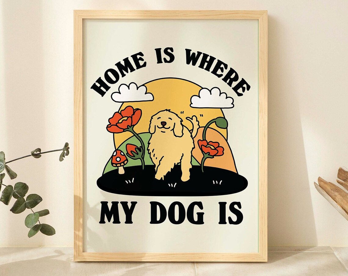 Cute Dog Print, Retro Labrador Home Poster