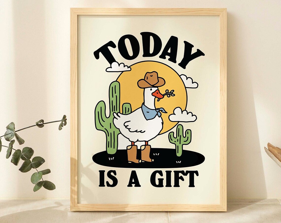 Retro Howdy Cowboy Goose Christian Poster