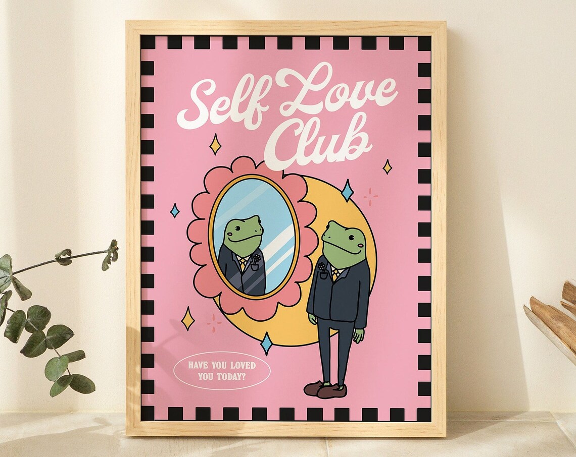 Girly Frog Self Care Positivity Retro Y2K Poster