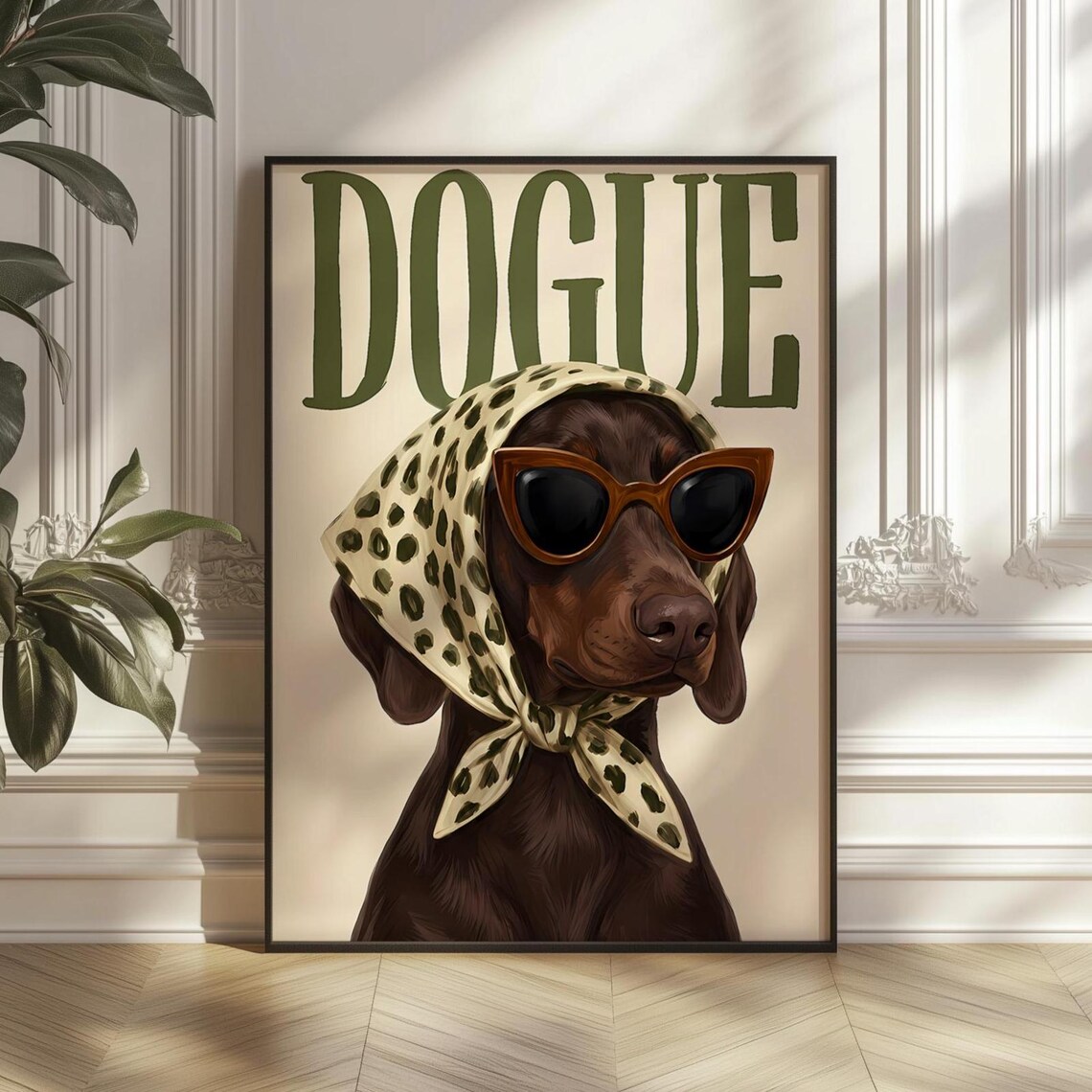 Dogue Dog Fashion Print, Funny Dachshund Poster