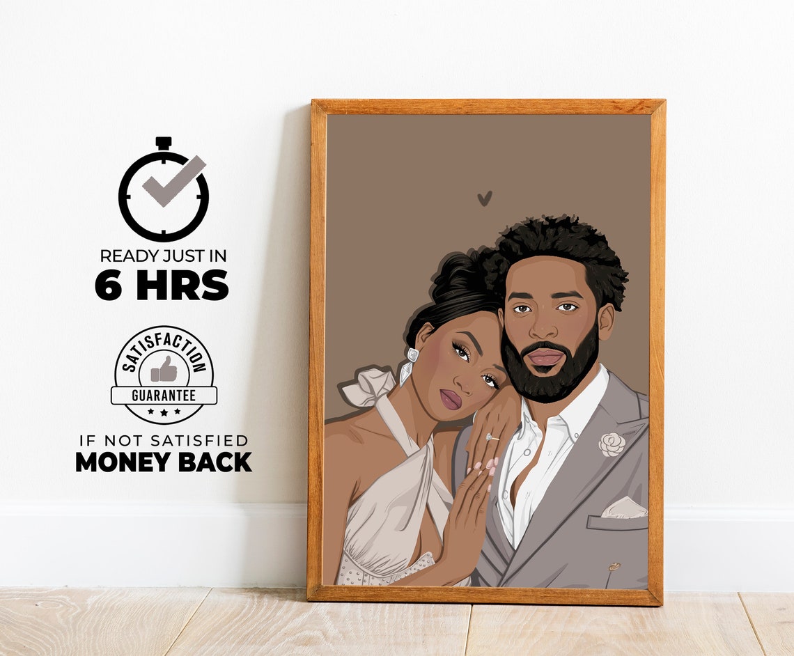 Elegant Wedding Couple Suit and White Dress Custom Portrait Poster