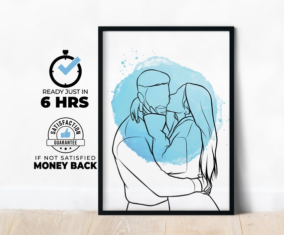 Custom Couple Line Art Personalized Portrait Drawing From Photo One Line Art Boyfriend Gift Girlfriend Gift Personalized Illustration
