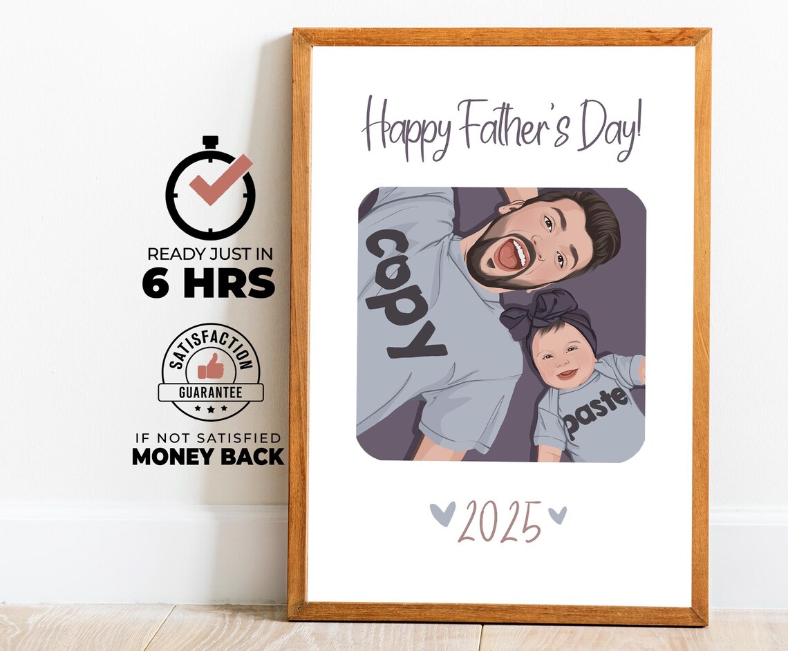 Happy Father's Day Dad and Baby Copy Paste Shirt Illustration Poster