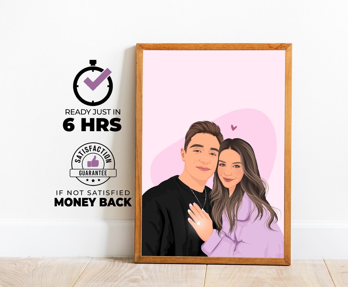 Couple Drawing Custom Couple Portrait Couple Painting Faceless Portrait Print Engagement Portrait Print Engagement Photo Painting Gift
