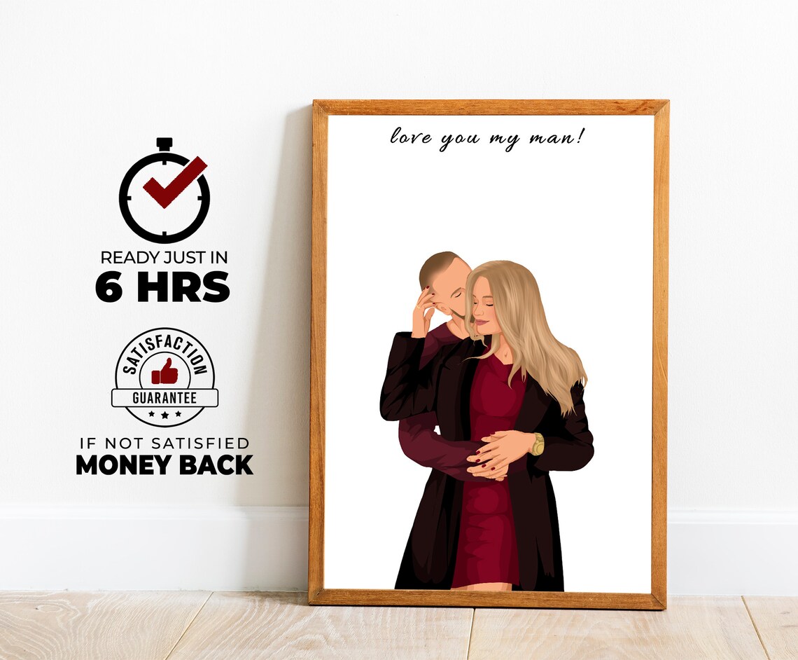 Romantic Couple Embrace Love You My Man Custom Portrait Poster