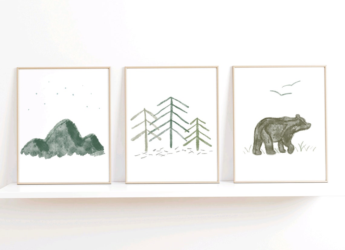 Mountain Baby Room Print Theme Nursery Decor Boy Art Work House Wall - Image 3