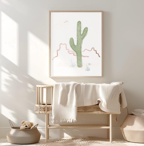 Cactus Theme Nursery Print Desert Wall Art Baby Room Artwork Boho Decor