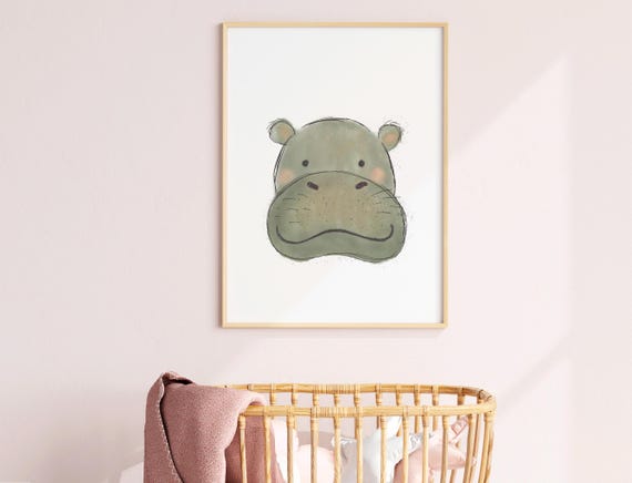Hippo Baby Nursery Printsafari Dec Wall Art Safari Toddler Room Deco Nature Print